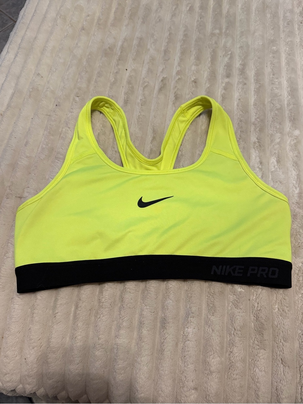 Nike Pro Neon Yellow and Black Racerback Sports Bra